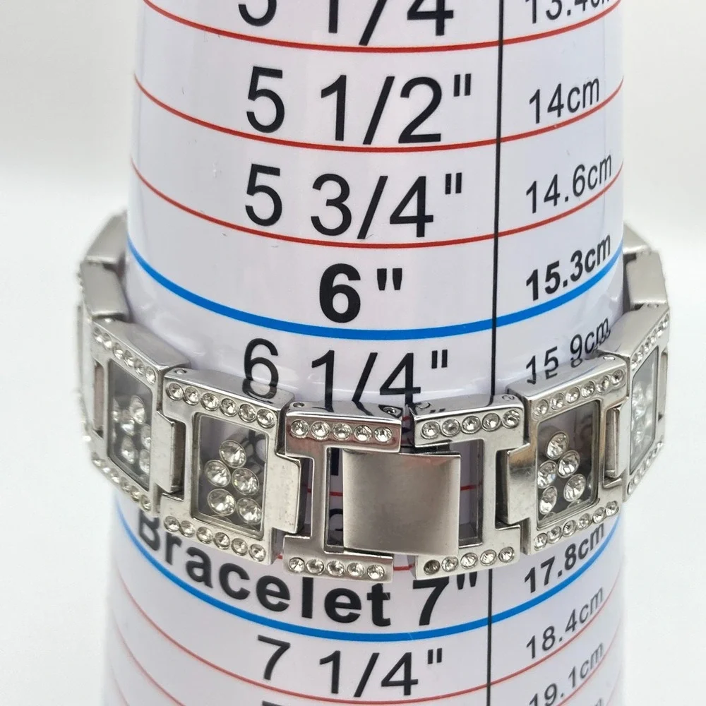 Victoria Wieck Women's Watch Silver Tone Floating Crystals New Battery 6.75